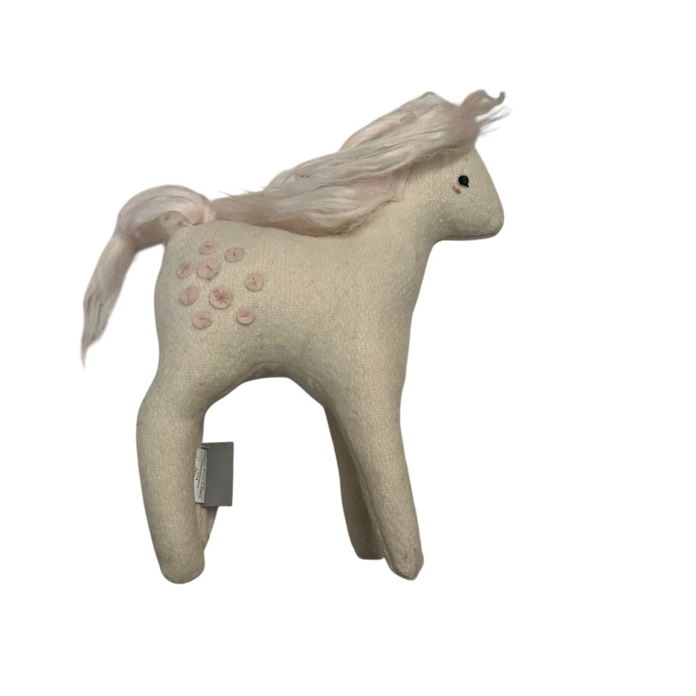 The Land of Nod Cream Plush Animal with Pink Highlights